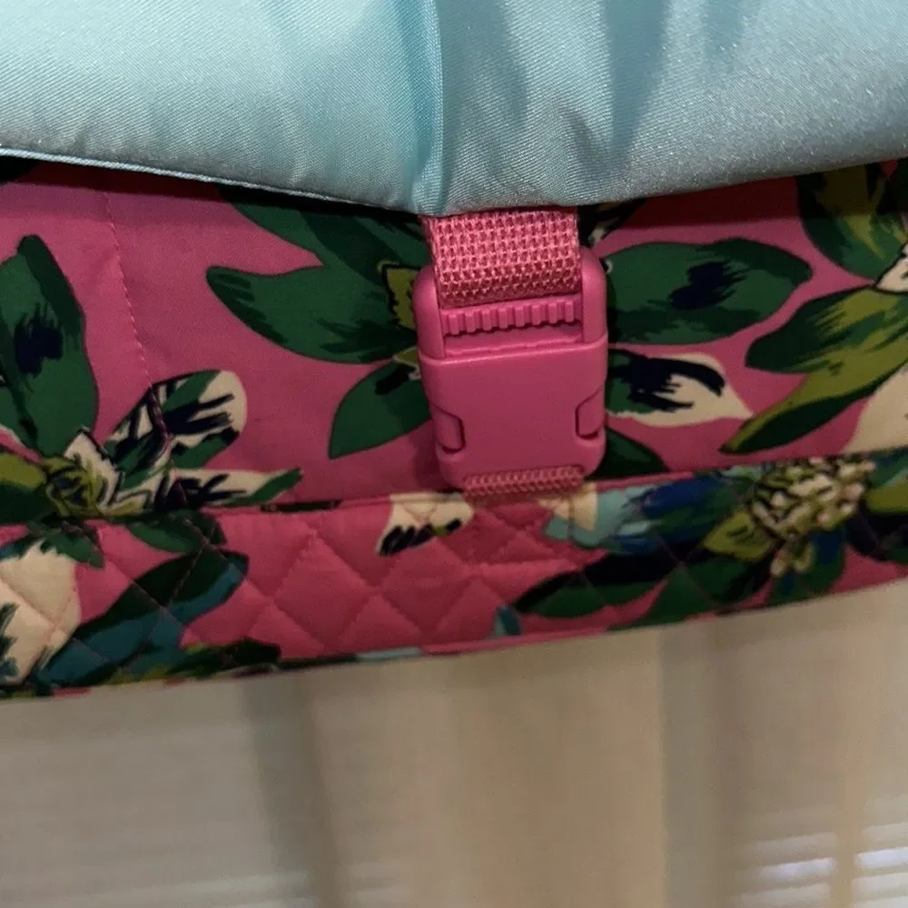 Vera Bradley LightenUp Tropical Paradise Pink Green Beige Messenger Shoulder Bag